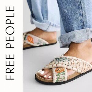 Free People Wildflowers Crossband Sandals Embroidered Sz 38 8 NWOT Outer Banks